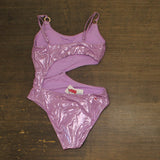 Red Carter Womens Shine Metallic One Piece Swimsuit RCCS25885 Grace Purple S