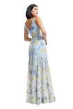 Dress The Population Embroidered Sequin Samira Gown Dress Sky Multi Blue L