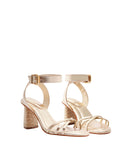Schutz Womens High Block Sandal Alexandra Gold Yellow 6.5B