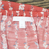 LC Lauren Conrad Woven Button Up Off the Shoulder Blouse Shirt Top Red Floral S