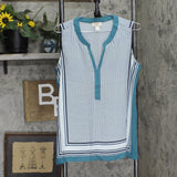 LOFT by Ann Taylor Woven Lightweight V-Neck Sleeveless Blouse Blue Green Multi M