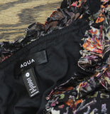 Aqua Womens Floral Satin Burnout Long Sleeve Maxi Dress IDO12879 Black Multi M