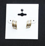Lori's Gifts Womens Half Hoop Huggie Stud Earrings Gold / Silver Gray .5"