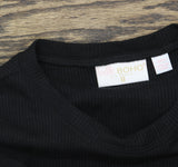 Belle By Kim Gravel Micro Waffle Lantern Sleeve Embroidered Shirt Top Black 2XS