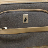 London Fog Herringbone Expandable Spinner Suitcase Luggage Navy Brown 24"