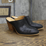 Nine West Women's Block Heel Hannah Leather Mule 25001062-169 Black Leather 6.5M