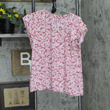 :LC Lauren Conrad Unlined Ruffle Trim Blouse Shirt Top Purple Pink Multi M