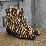 A New Day Womens Tigris Boots Block Heel 94568630 Tiger Print Brown 9M