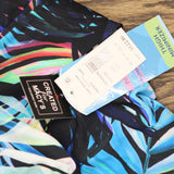 Swim Solutions Tummy Control Empire Swimdress One Piece Fiesta Fronds Blue 22W