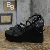 Wild Fable Ronnie Strappy Platform Wedge Heels with Memory Foam Insole Black 8M