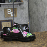 Journee Collection Womens Short Rainer Rain Boot Bootie Floral Black 7M