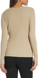 Calvin Klein Womens Ribbed Keyhole Sweater M2JSV723 Chai Brown L