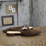 A New Day Twiggy Multi Buckle Mini Heel Flats 94303760 Brown 8.5M