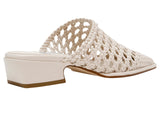 Steve Madden Dessa Woven Open Back Block Heel Mules DESS04S1 Bone Off White 5.5M
