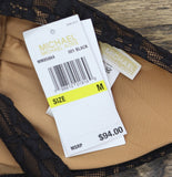 Michael Michael Kors Lace Tie Back Swim Bikini Top MM85884 Black / Brown M