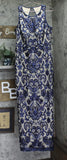 Vince Camuto Womens Embroidered Sequin Sleeveless Gown VC2M3364-410 Navy Blue 10