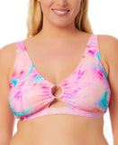 Salt + Cove Womens Plus Size Tie-Dyed Bikini Top CWP22158T Wave Pink Multi 2X