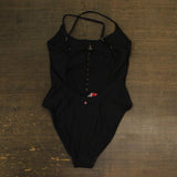 Red Carter Womens Tank One Piece Button Front Swimsuit RCSS25895 Black M