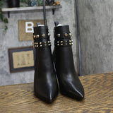 Michael Michael Kors Amal Studded Leather Ankle Boots Stiletto Heel Black 6M