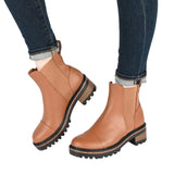 Journee Collection Block Heel Booties with Tru Comfort Foam Tan Brown 8.5M