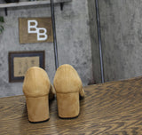 Easy Street Proper Womens Block Heel Pumps PROPER Sand Suede Brown 9.5M