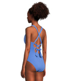 Tommy Bahama Womens Pearl Lace-Back One Piece Swimsuit Paradiso Blue 12