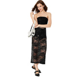 Wild Fable Womens Mid-Rise Sequin Lace Midi Skirt 91904755 Black S