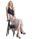 DKNY Womens Satin Colorblocked Slip Dress DD4K6D69 Black / Cloud / Eggshell 8