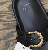 A New Day Double Band Buckle Slide Sandals with Memory Foam Insole Black 7.5M