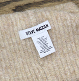 Steve Madden Fine Rib Knit Faux Fur Pom Beanie SMA5075M Oat Brown