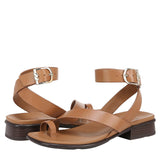 Naturalizer Womens Birch Strappy Flat Sandals Saddle Tan Brown Leather 9M