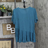 DG2 by Diane Gilman Womens Crossover Peplum Shirt Blouse Top 731912 Green XL