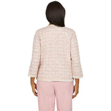 Alfred Dunner Boucle Shimmer Knit Tweed 3/4 Sleeve Jacket Magnolia Pink Multi 2X