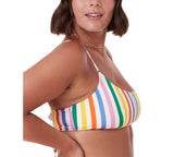 Andie Womens Fiji Striped Bikini Swim Top AT318 Rainbow Stripe Multi XS