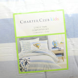Charter Club Kids Boys Clip Jacquard 2 Piece Comforter Set Blue Twin / Twin XL