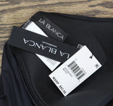 La Blanca Standard Island Goddess Halter Tankini Swimsuit Top Black Noire 12