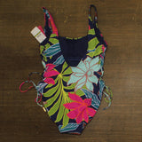 Vince Camuto Tropical-Print One-Piece Swimsuit with Side Ties Blue Multi 12