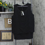 DG2 Womens Mixed-Media Easy Tank Top 520772 Black XL