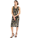 Kensie Sequinned Cowlneck Sleeveless Cocktail Dress Black / Gold Multi 2