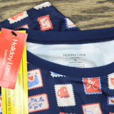 Holiday Lane Youth Girls 2-Piece Pajama Shirt Pants Set Stamp Navy Blue 10