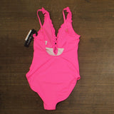 La Blanca Womens Island Goddess Ruffled Plunge One Piece Swimsuit Bright Pink 8