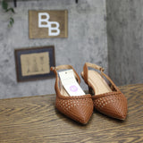 Universal Thread Woven Slingback Pointed-Toe Kitten Heels Cognac Brown 6.5M