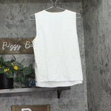 Calvin Klein Womens Sleeveless V-Neck Top Woven 44C191G Tofu Off White M