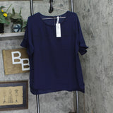 Ny Collection Womens Woven Plus Size Blouse WCRU0966 Navy Blue 1X