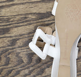 Adrienne Vittadini Womens Square Loop Band Wedge Sandals ANDO-59783 White 6.5M