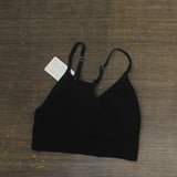 MeMoi Womens Padded Seamless Bralette Ribbed Black S