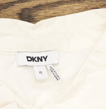 DKNY Womens Cotton Sleeveless Ladder-Trim Blouse Button Up Crochet White XL