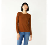 Nine West Women's Long Sleeve Crewneck Top WW13K002RS6 Brick Brown M