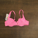 Salt + Cove Wavy-Scrunch Scoop-Neck Bralette Bikini Swim Top Bright Rose Pink M