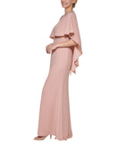Vince Camuto Womens Petite Embellished Woven Capelet Gown Blush Pink 12P